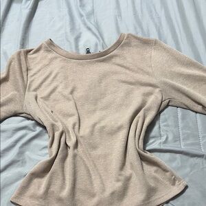 Chic Beige Long Sleeve Top